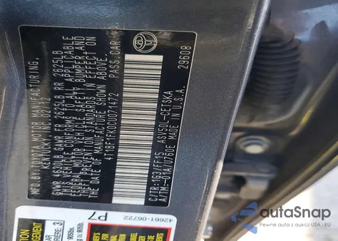 2012 Toyota Camry Base z USA, uszkodzony, nr VIN 4T1BF1FK0CU071472